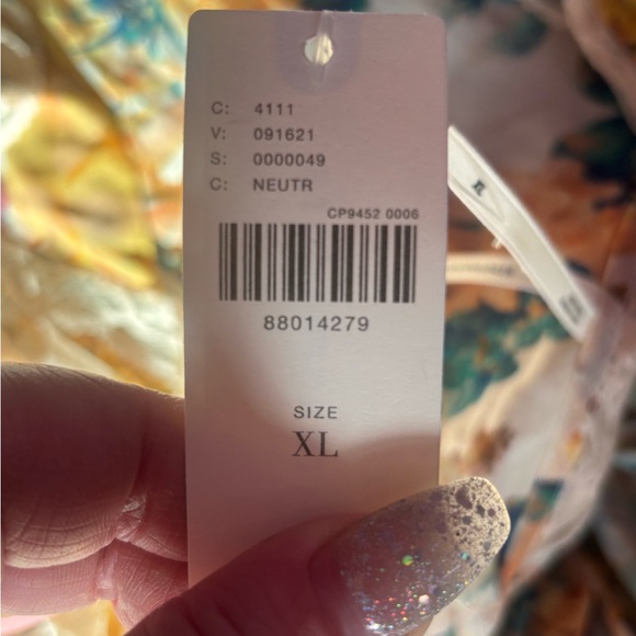 Anthropologie ladies cream & teal Bohemian spring ruffle blouse NWT (Size XL) - Picture 7 of 11